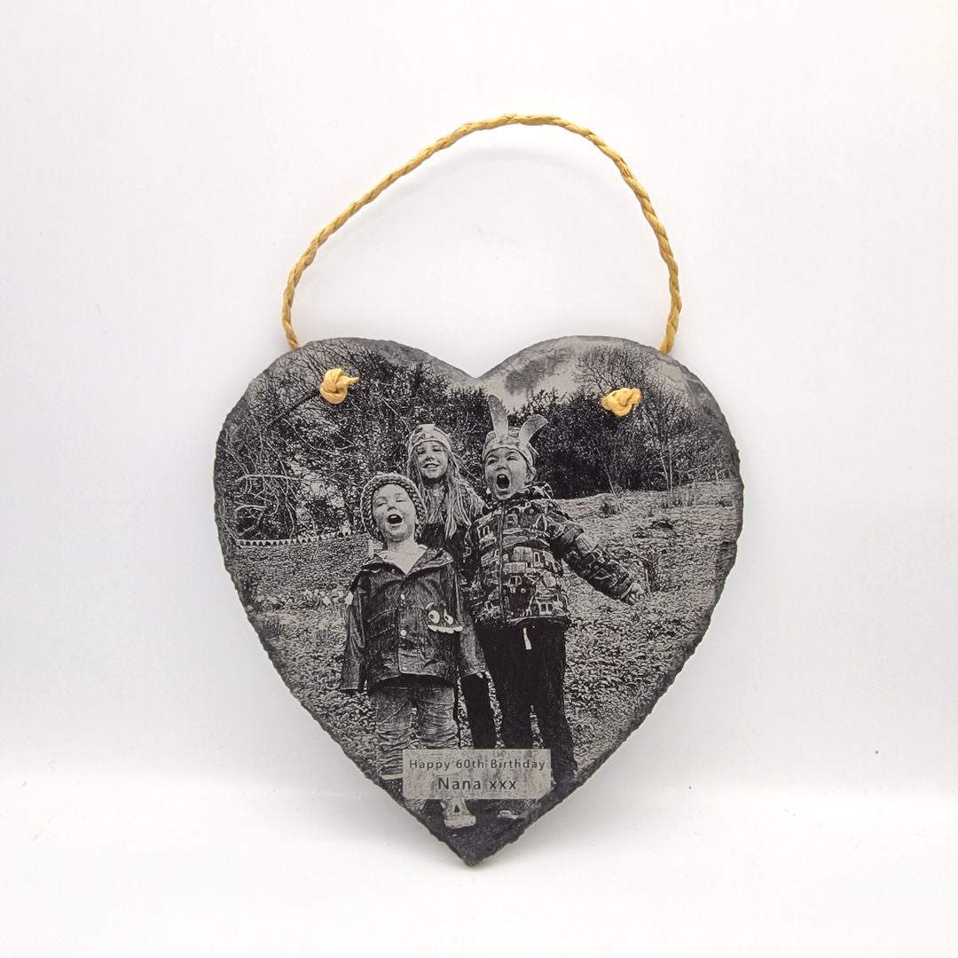 Personalised Laser Engraved Heart Shaped Slate - 15 x 15cm - Image 2
