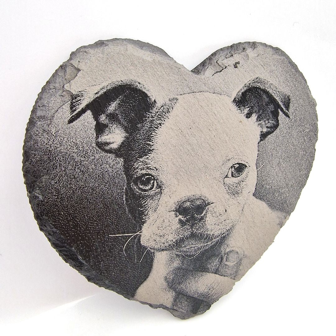 Personalised Laser Engraved Heart Shaped Slate Coaster - 11 x 11cm