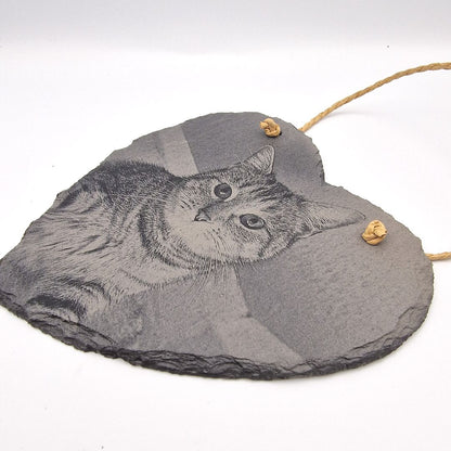 Personalised Laser Engraved Heart Shaped Slate - 15 x 15cm  - Cat Example 4