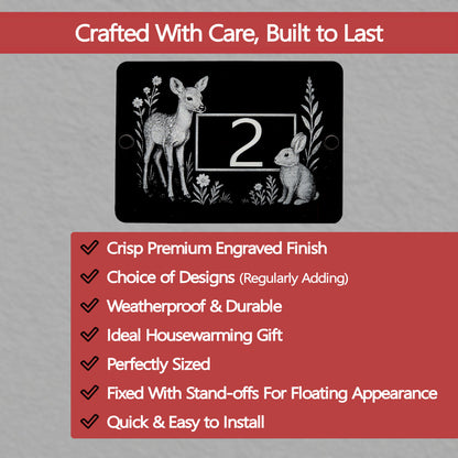 Deer & Rabbit House Number Sign - Key Features
