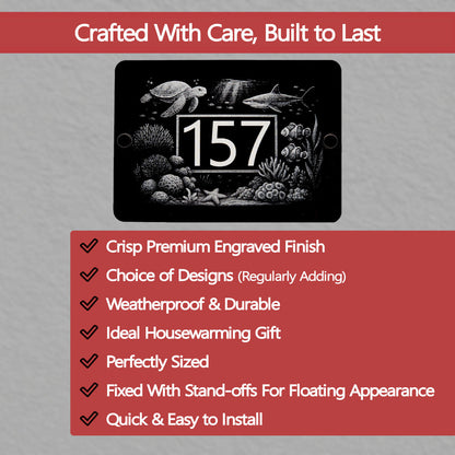 Great barrier reef underwater house number sign - key features