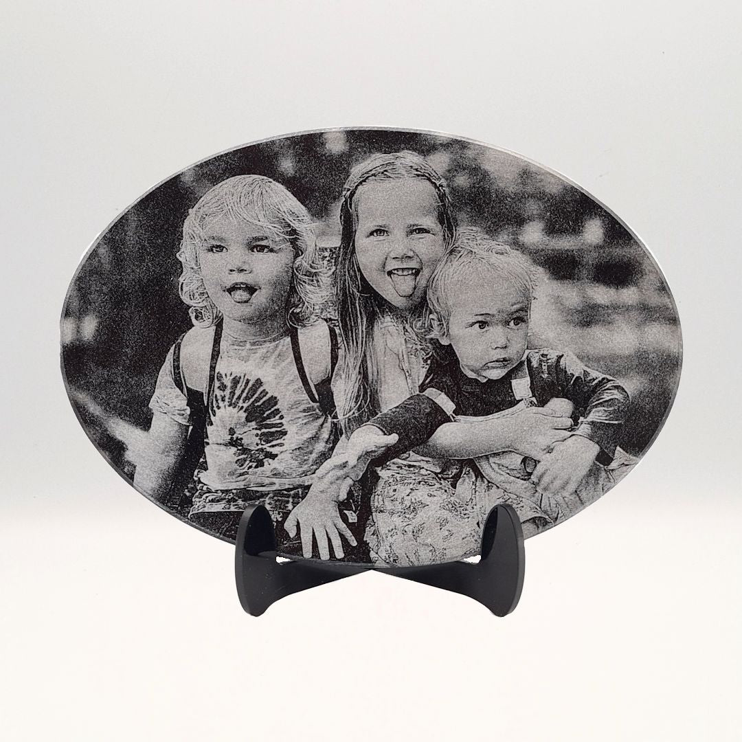 Personalised Laser Engraved Photo Granite Oval