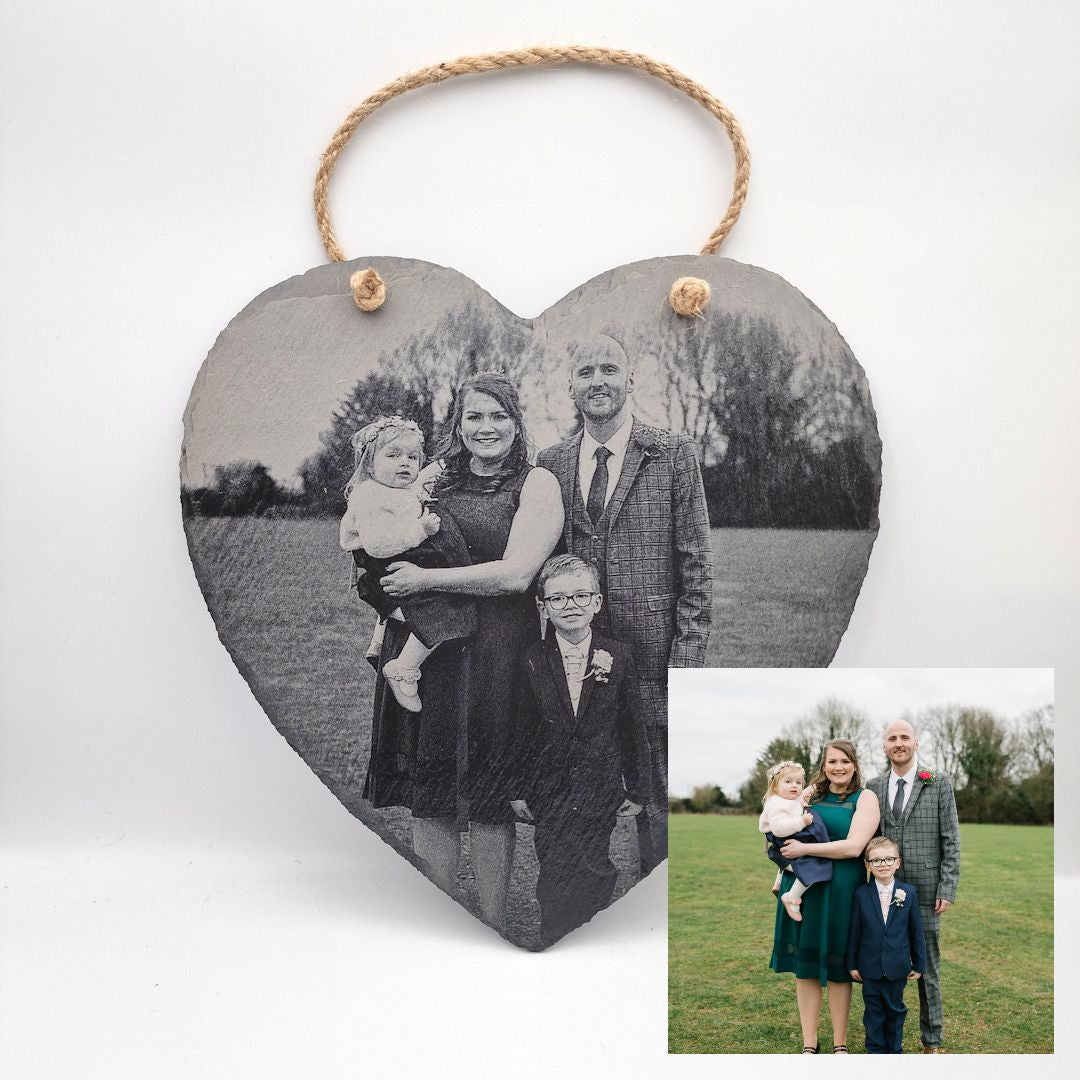 Personalised Laser Engraved Heart Shaped Slate - 24.5 x 24.5cm