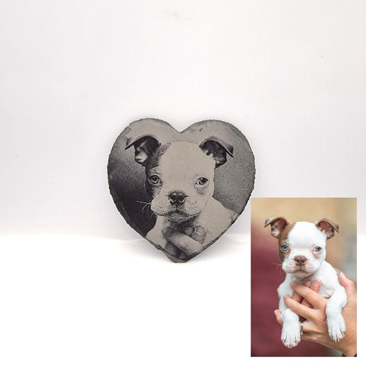 Personalised Laser Engraved Heart Shaped Slate Coaster - 11 x 11cm