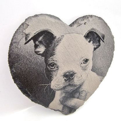 Personalised Laser Engraved Heart Shaped Slate Coaster - 11 x 11cm